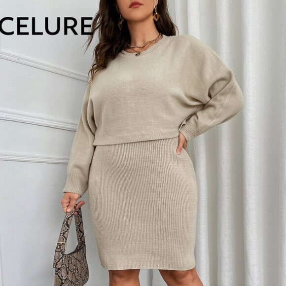 NWOT - Celure Plus Batwing Sleeve Sweater & Cami Sweater Dress - Sz 3X - Picture 1 of 7